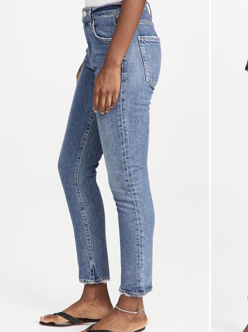 Agolde Cropped Ankle Jeans in Medium Blue Wash